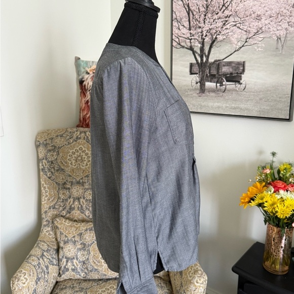 Old Navy Gray Long Sleeve Mandarin Collar Blouse - Picture 5 of 5